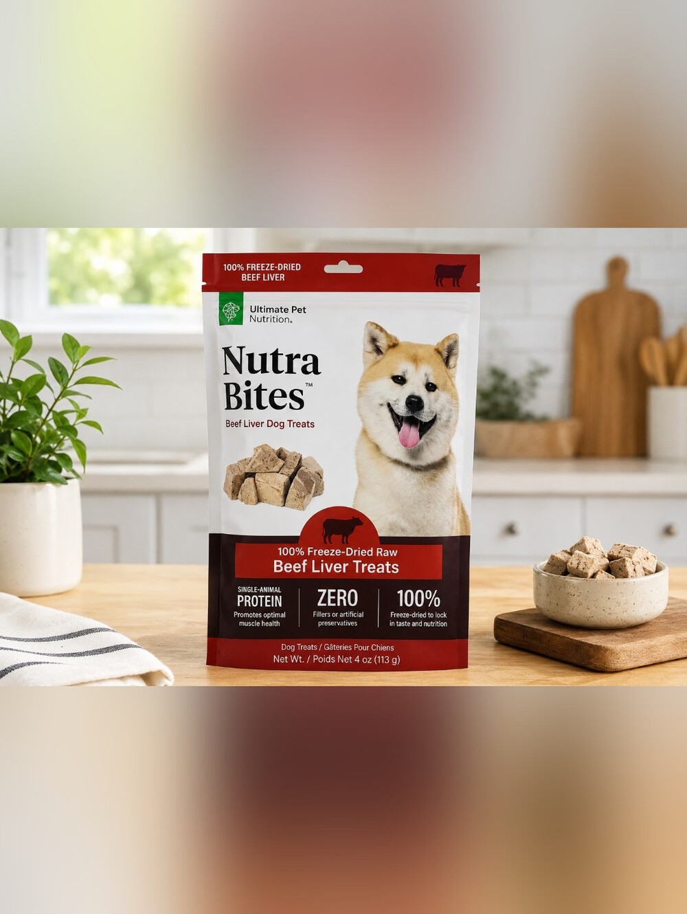 Nutra Bites Freeze Dried Beef Liver Dog Treats 4 oz Single Ingredient High